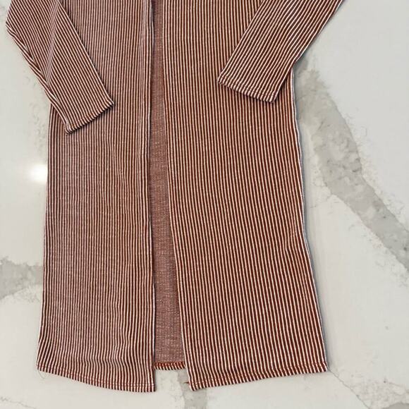 Urban Rose Long Duster Striped Lightweight Cardigan Sweater Womens Small Rust - Picture 2 of 5
